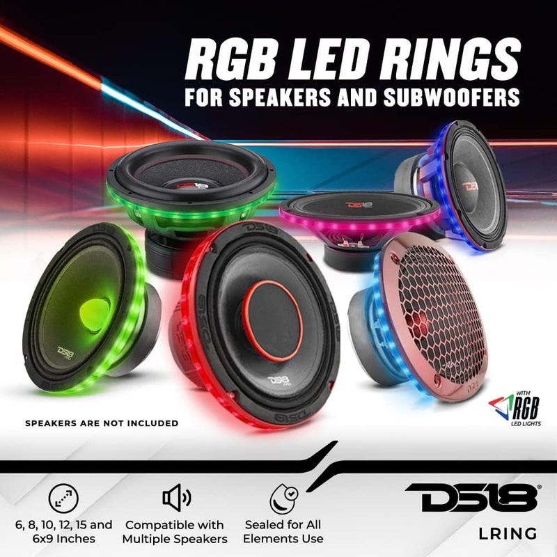 DS18 حلقة شبكة مكبر الصوت LRING69 - تناسب مكبر الصوت 6X9'، إضاءة LED RGB، حلقة أكريليك، ختم مقاوم للماء للاستخدام البحري، متوافقة مع وحدة التحكم عن بُعد RGB. - Image 2