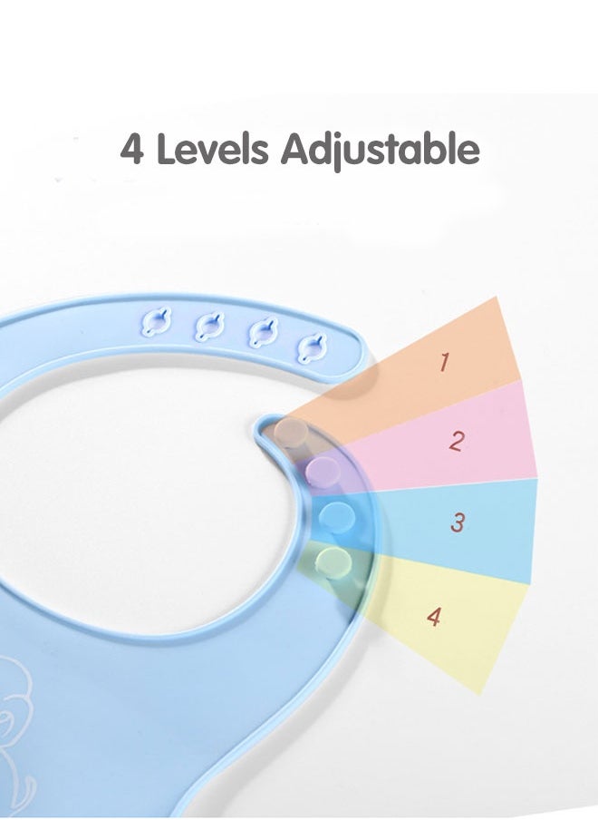 Sharpdo 2PCS Silicone Baby Weaning Bibs, Adjustable Waterproof Baby Feeding Bibs  - Image 2