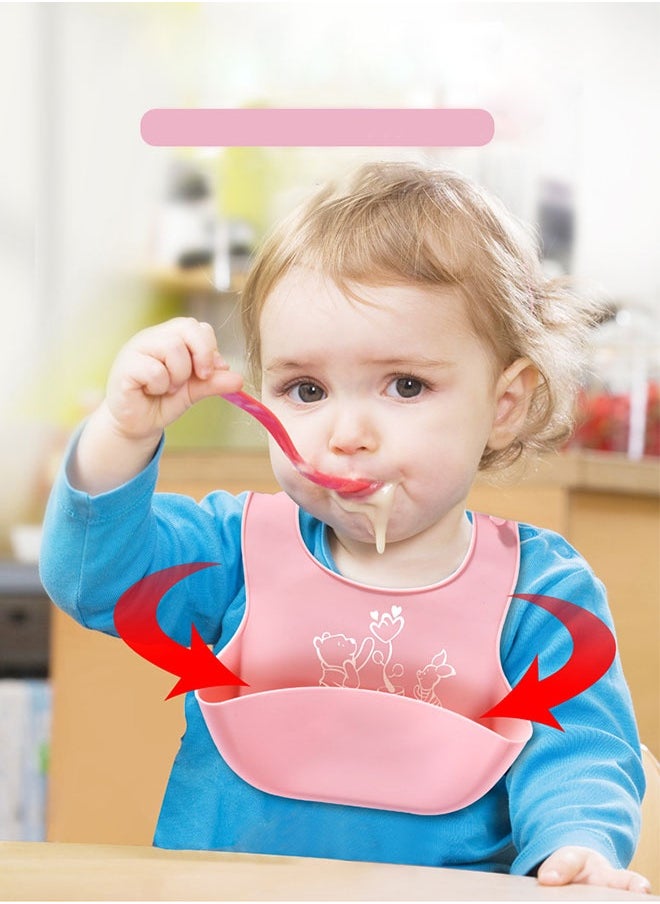 Sharpdo 2PCS Silicone Baby Weaning Bibs, Adjustable Waterproof Baby Feeding Bibs  - Image 4