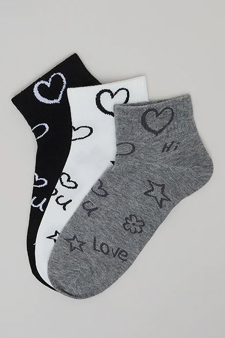 أر أند بي 3 Pack Patterned Ankle Socks
