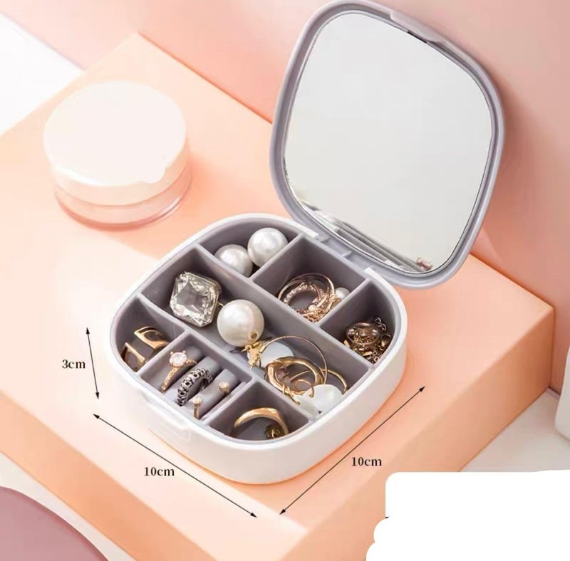 Multicolor Travel Small Jewelry Organizer with Inner Mirror and Smart Compartments, Provides Perfect Protection for Accessories and Keeps Them Organized in Your Bag Easily - Image 1
