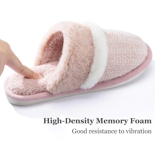 MAXTOP House Slippers for Women Fluffy Memory Foam Cute Comfy Fuzzy Slippers Slip on Anti-Skid Christmas Gifts for Women Mom Indoor and Outdoor Size 9 10 Pink - Image 4