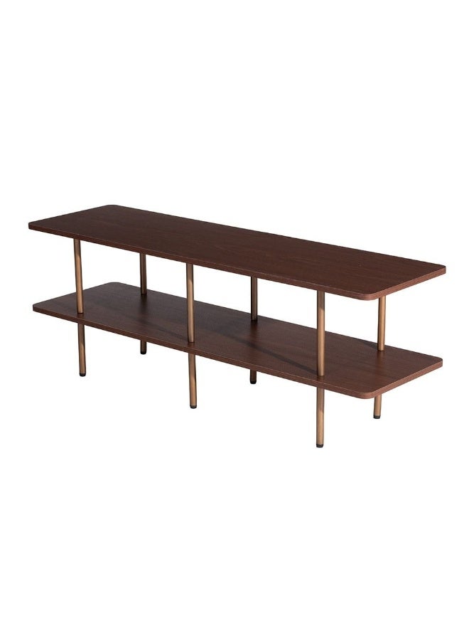 DANUBE HOME Belosie Sofa Table | Multifunctional Living Room Table | Space Saving Hallway Table | Modern Design Console Table Furniture for Narrow Doorway L140xW40xH50cm - Brown/Brushed Brass - Image 1