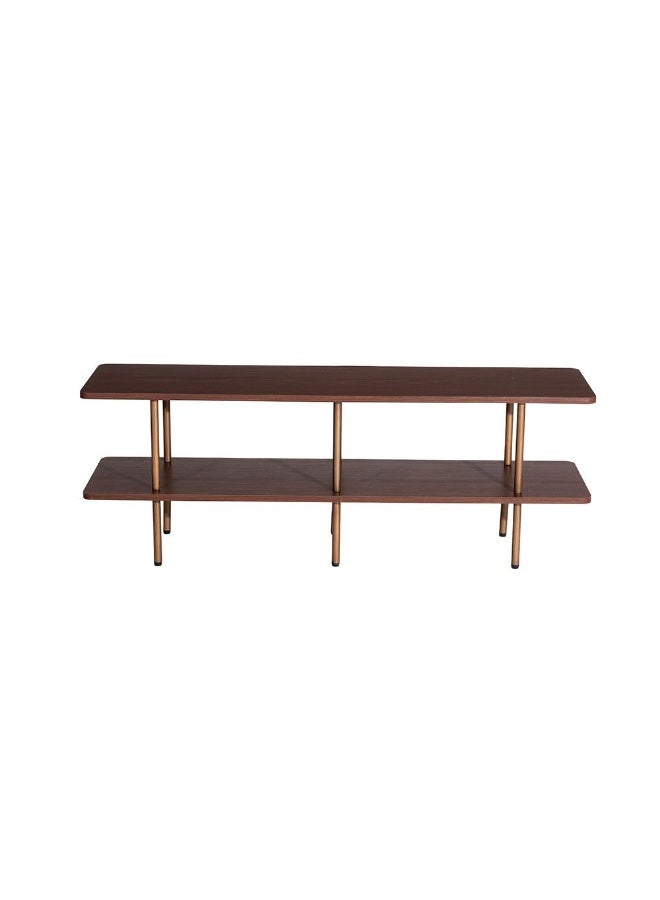 DANUBE HOME Belosie Sofa Table | Multifunctional Living Room Table | Space Saving Hallway Table | Modern Design Console Table Furniture for Narrow Doorway L140xW40xH50cm - Brown/Brushed Brass - Image 2