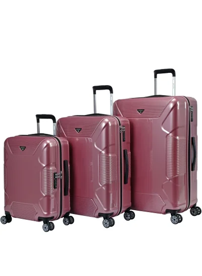 إيمينينت Hard Case Suitcase Trolley Luggage Set of 3 Polycarbonate Lightweight 4 Quiet Double Spinner Wheels Travel Bags With TSA Lock KJ84 Shing Pink