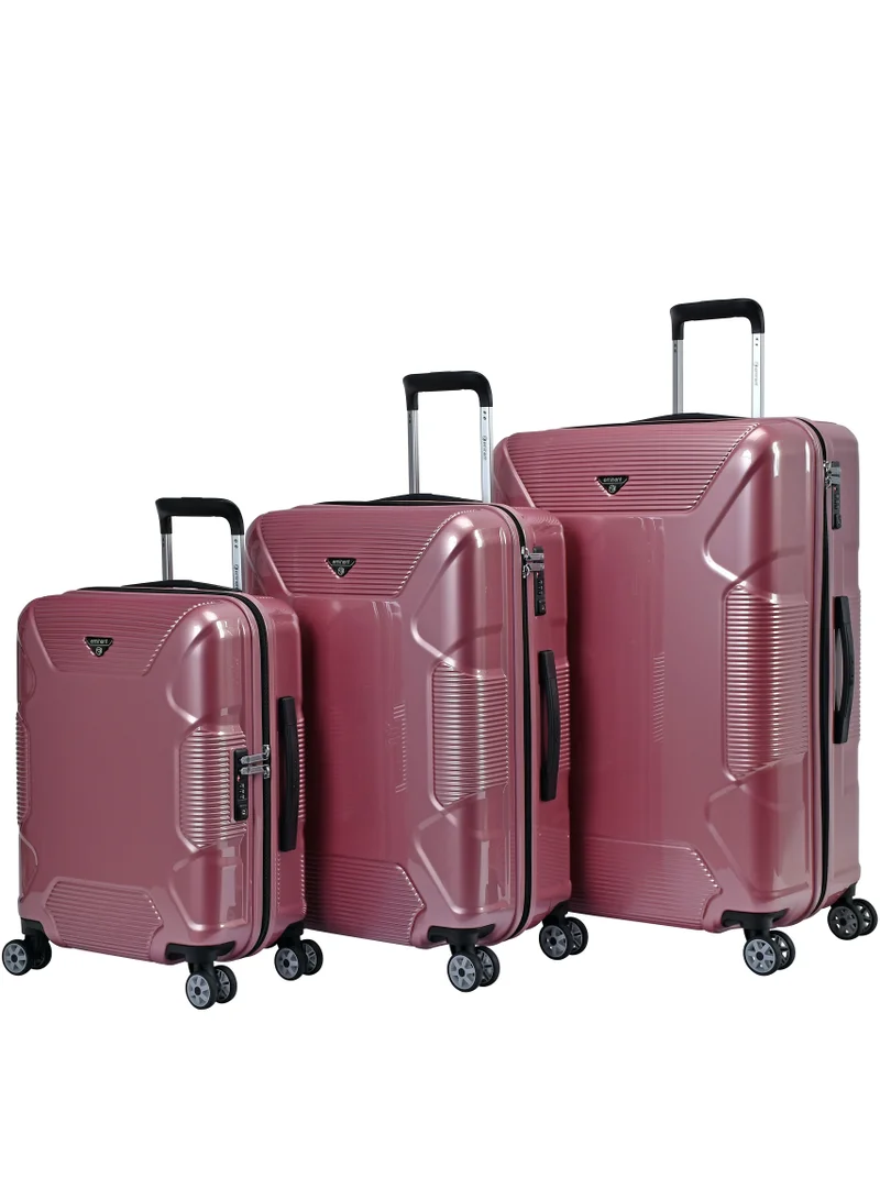 eminent Hard Case Suitcase Trolley Luggage Set of 3 Polycarbonate Lightweight 4 Quiet Double Spinner Wheels Travel Bags With TSA Lock KJ84 Shing Pink