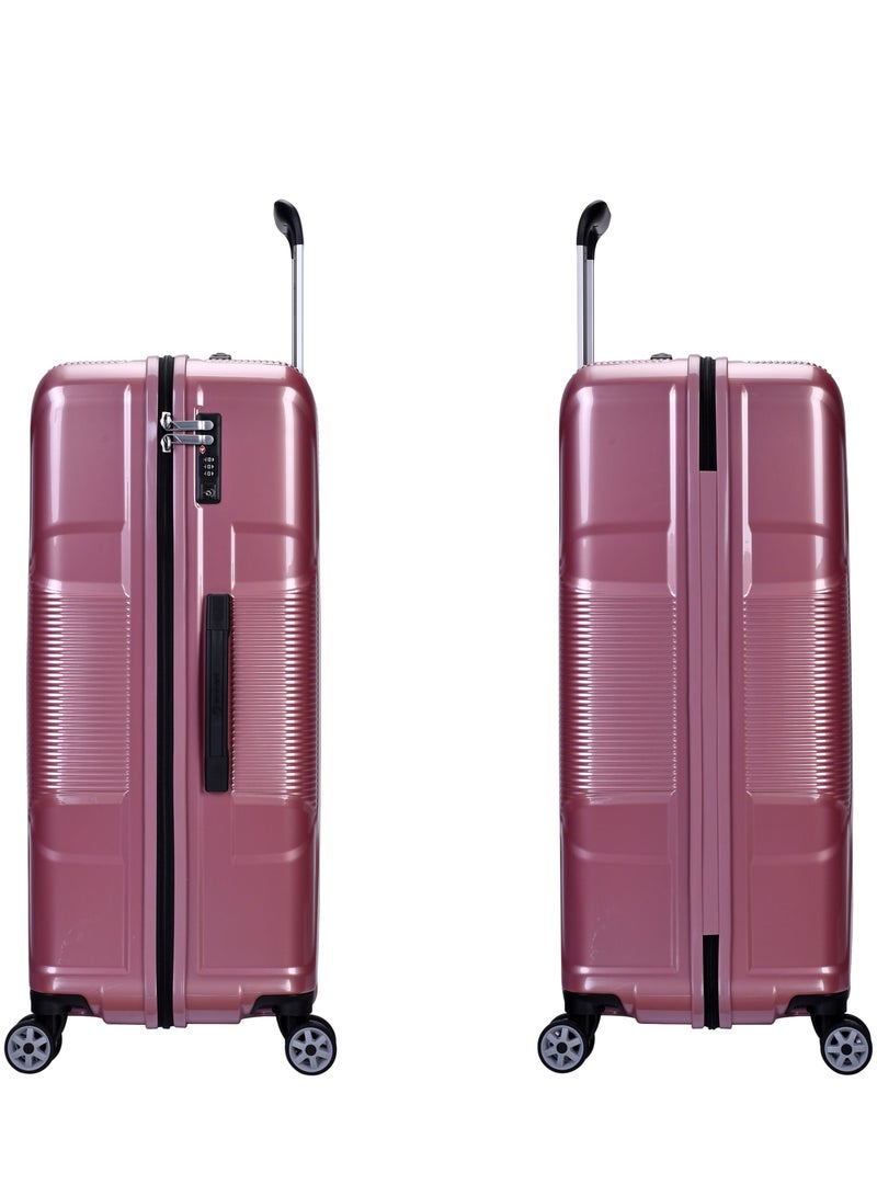 إيمينينت حقيبة سفر صلبة بعجلات مزدوجة هادئة من البولي كربونات خفيفة الوزن مع قفل ، مجموعة من  قطع، وردي لامع - Image 4
