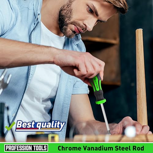 Amartisan 10-Piece Magnetic Screwdrivers Set, 5 Phillips and 5 Slotted Tips Professional Cushion Grip Screwdriver Set 2pcs Portable Multifunction Key Mini Screwdriver (Green) - Image 4