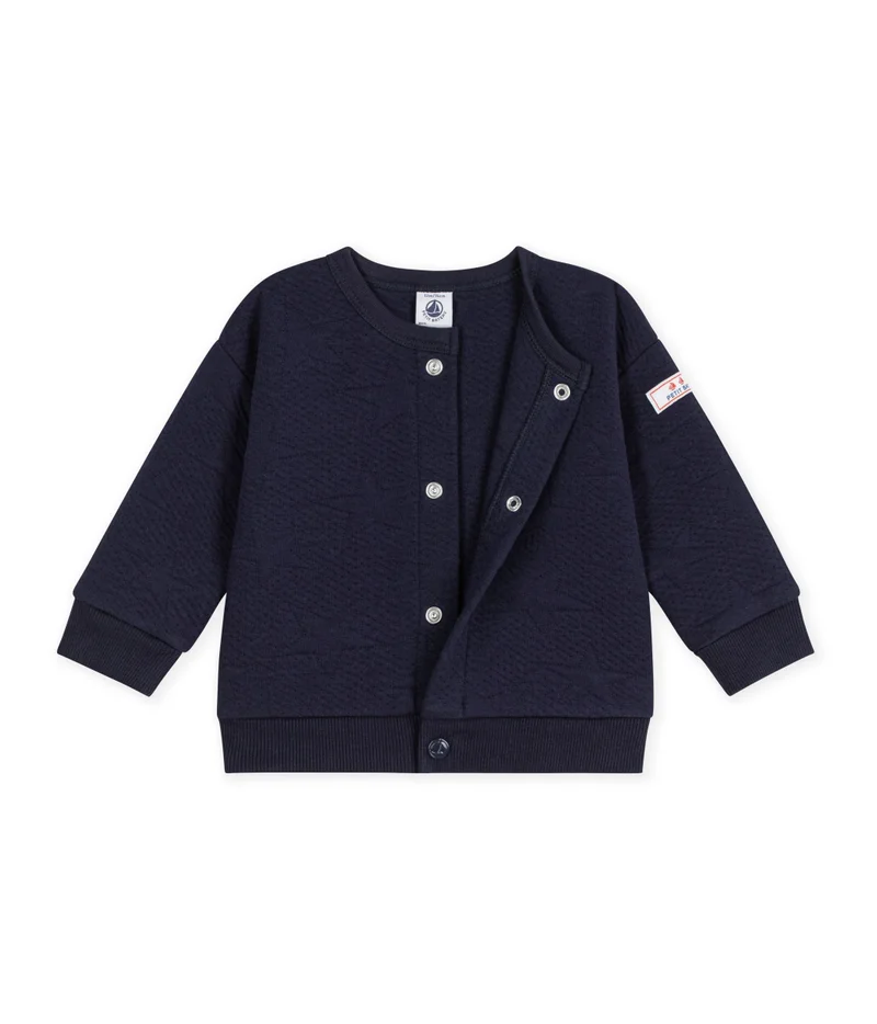 Petit Bateau Babies' Cardigan In Thick Cotton With A Star Motif