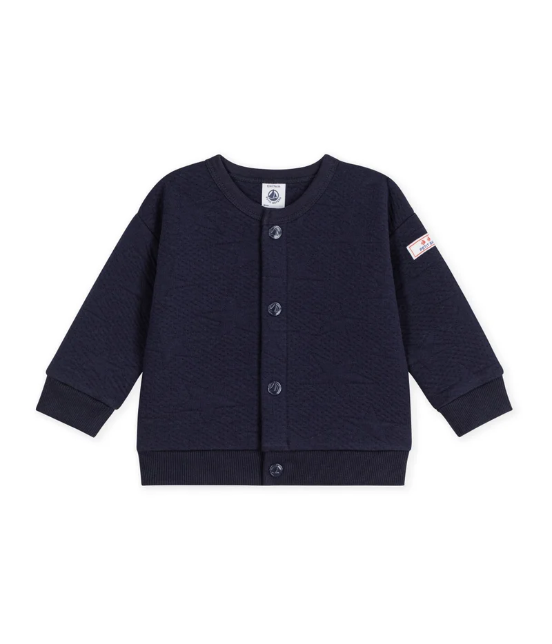 Petit Bateau Babies' Cardigan In Thick Cotton With A Star Motif