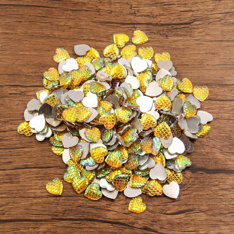 Generic DIY Time Gem Accessories Multicolor Gradients Fish Scale Resin Patches Love 5 11X12mm 