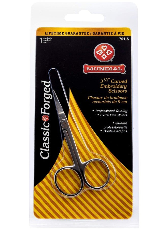 Mundial 701-S Specialty Forged 3 1/2" Curved Embroidery Scissors, Extra Fine Points - Image 2