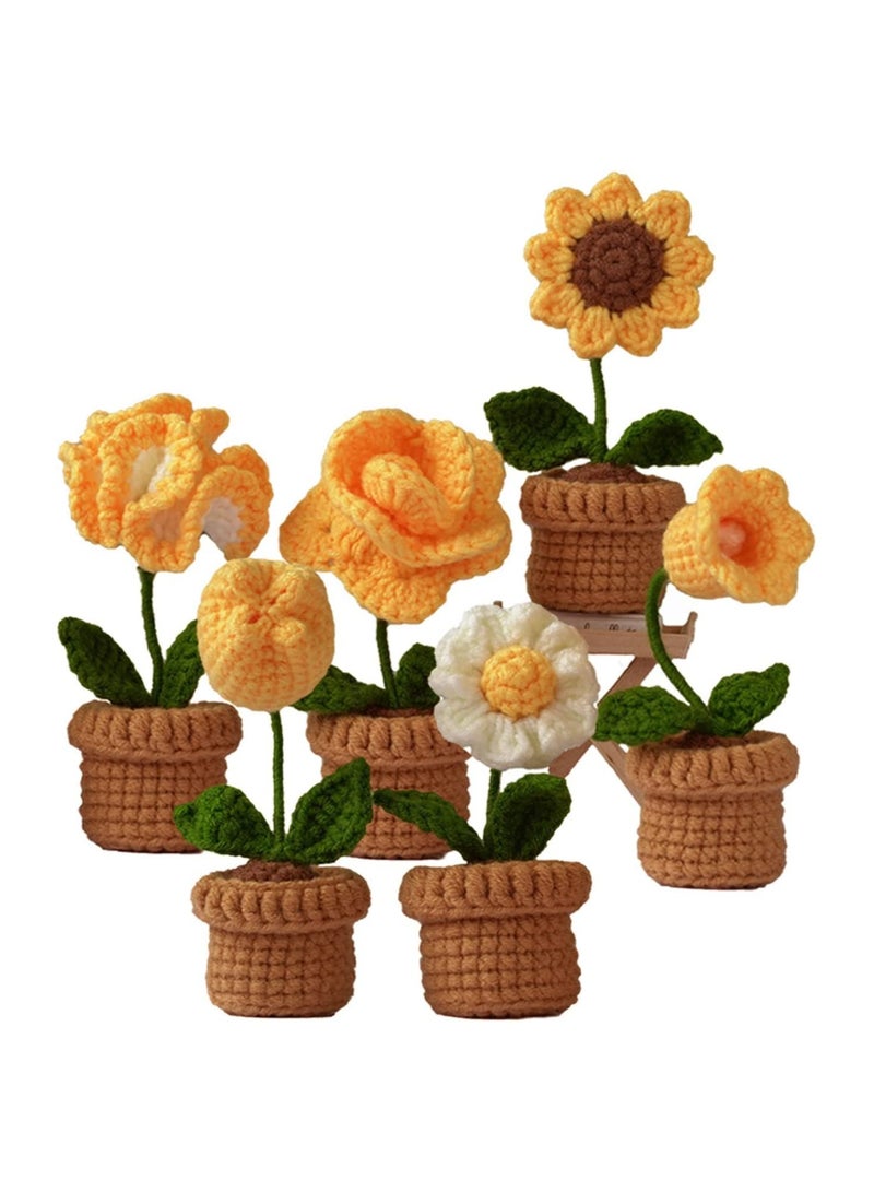 SYOSI Crochet Kit for Beginners, 6 Pcs Potted Flowers Kit for Beginers and Experts, Detailed Course Materials for Complete Beginers with Step-by-Step Video Tutorials - Image 1
