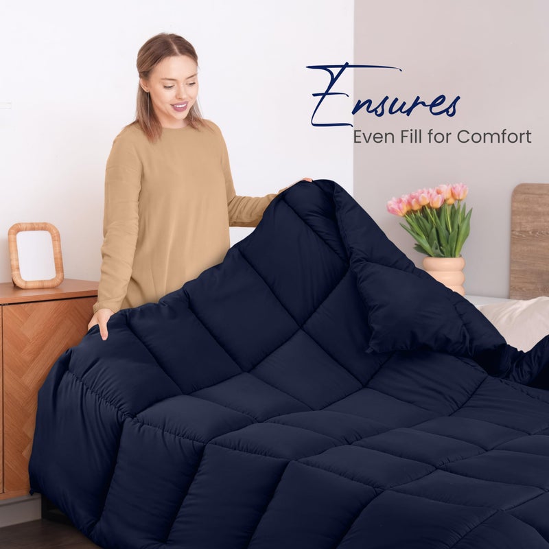 Utopia Bedding All Season 250 GSM Comforter - Plush Siliconized Fiberfill Comforter Twin - Box Stitched (Twin/Twin XL, Navy) - Image 4