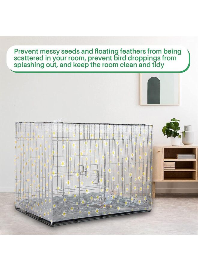 Large Bird Cage Cover Bird Cage Seed Catcher Bird Cage Liner Net Bird Cage Skirt Guard Birdcage,Adjustable Nylon Mesh Net for Parrot Parakeet Macaw Round Square Cage Daisy Design - Image 2