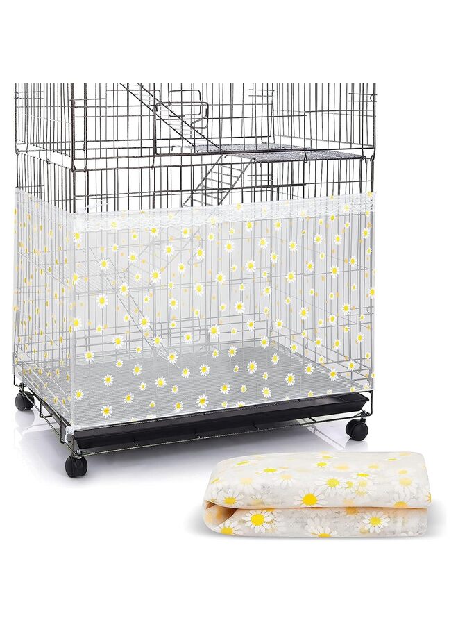 Large Bird Cage Cover Bird Cage Seed Catcher Bird Cage Liner Net Bird Cage Skirt Guard Birdcage,Adjustable Nylon Mesh Net for Parrot Parakeet Macaw Round Square Cage Daisy Design - Image 5
