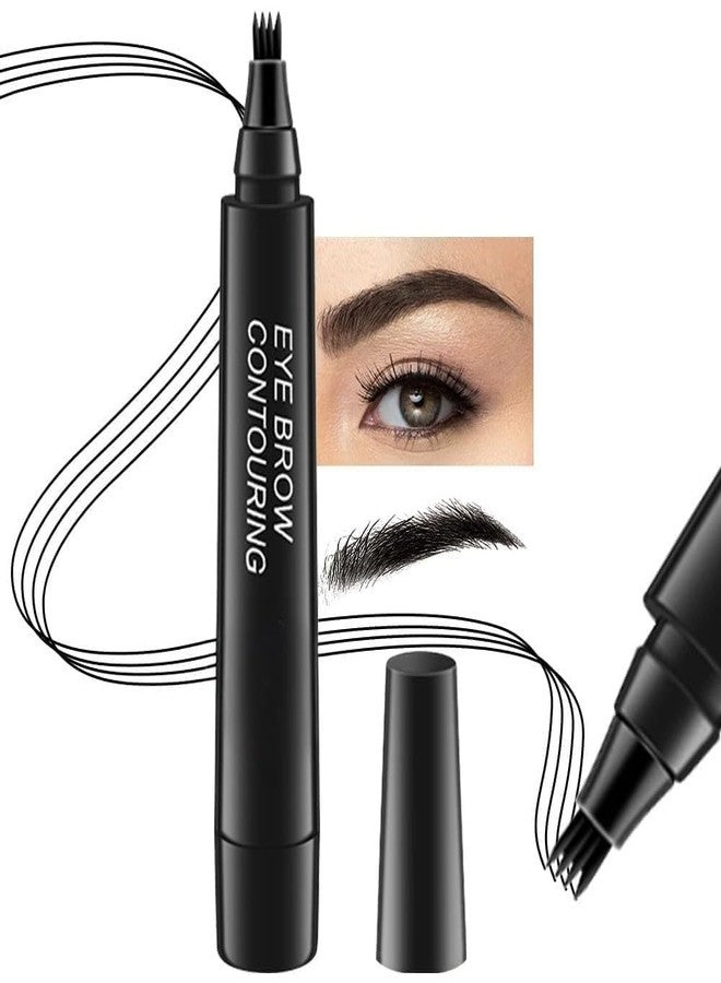 Brixal Waterproof Eyebrow Pen - Long Lasting, Sweat-Proof 4 in 1 for Eyeliner & Microblading - Suitable for All Skin Types, Ideal for Summer & Outdoor Travel (black) - Image 1