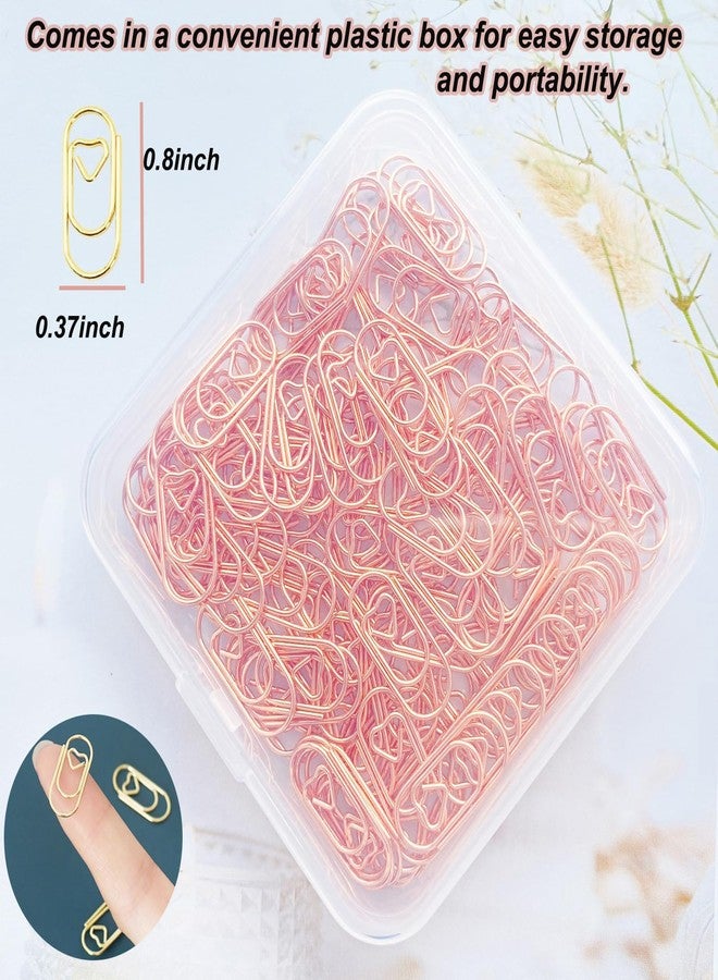 HCwelli 120 PCS Gold Heart Shaped Paper Clips 0.78inch Small Paper Clips Cute Mini Paperclips Invitations Paperclips Decorative Paper Clips for Office School Home Desk Organizers (Rose Gold) - Image 2