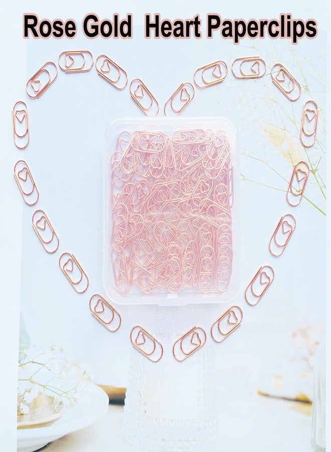 HCwelli 120 PCS Gold Heart Shaped Paper Clips 0.78inch Small Paper Clips Cute Mini Paperclips Invitations Paperclips Decorative Paper Clips for Office School Home Desk Organizers (Rose Gold) - Image 4