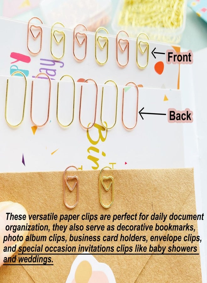 HCwelli 120 PCS Gold Heart Shaped Paper Clips 0.78inch Small Paper Clips Cute Mini Paperclips Invitations Paperclips Decorative Paper Clips for Office School Home Desk Organizers (Rose Gold) - Image 3