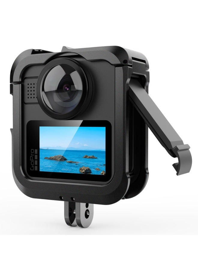 Protective Cage for GoPro Max 2, Aluminum Alloy Quick-Release Frame with Dual Cold Shoe Mount & Lens Cover, Compatible with Tripod/Selfie Stick - Image 5