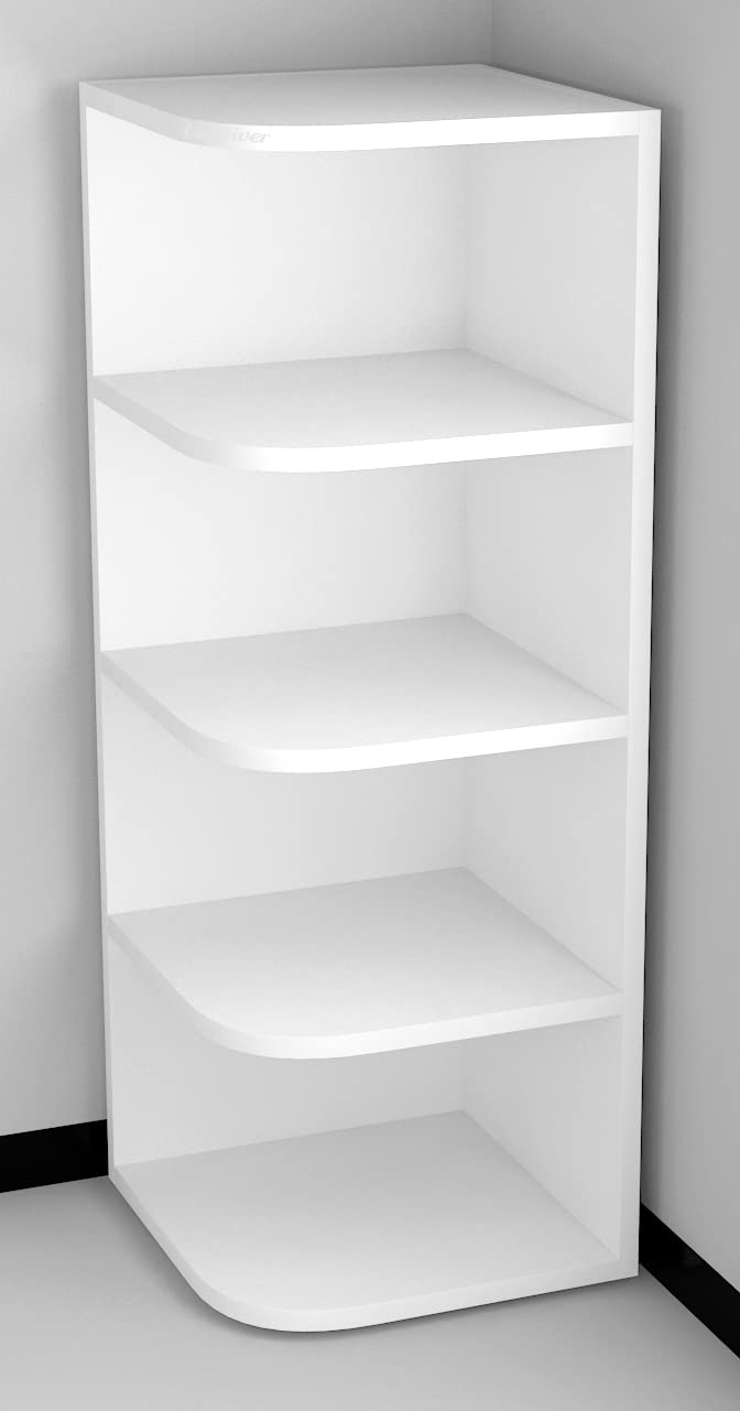 Captiver Captiver Eden Big Engineered Wood Floor Corner Standing Shelf Racks Shelves 33X33X90 CM White Show Pieces Decorations Decor Furniture Living Room Antique Organiser  - Image 4