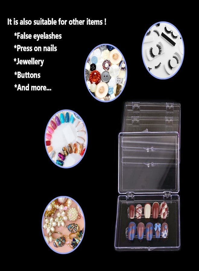 Lokyango Press On Nail Storage Box, 3.9x2.9x0.7 inch Clear Empty Press On Nail Packing Box Artificial Nail Display Organizer Case with Transparent Tape Nail Tips Display Holder (Box Only) (24PCS) - Image 2
