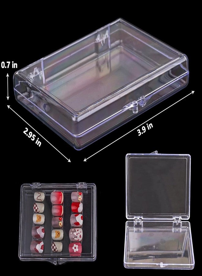 Lokyango Press On Nail Storage Box, 3.9x2.9x0.7 inch Clear Empty Press On Nail Packing Box Artificial Nail Display Organizer Case with Transparent Tape Nail Tips Display Holder (Box Only) (24PCS) - Image 3