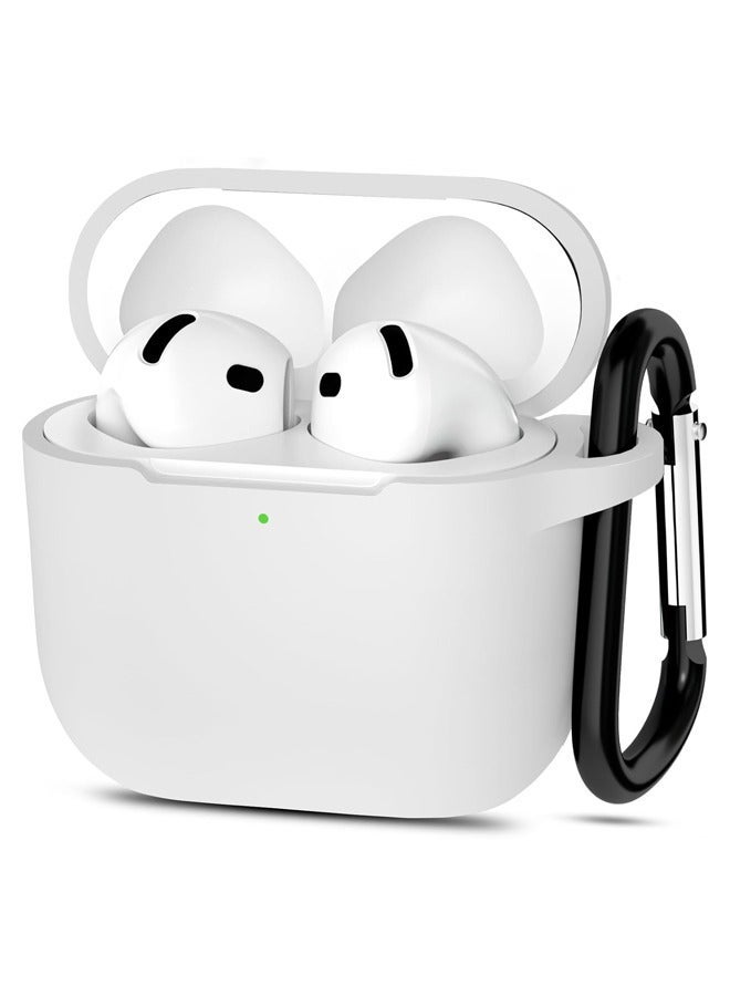 GRKC AirPods 4 Compatible Case, Silicone Protective Skin with Keychain Design, Compatible with Apple AirPods 4th Generation (2024), Front LED Visible, White - Image 1
