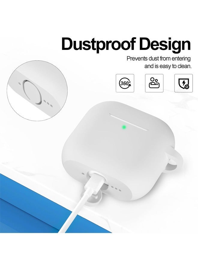 GRKC AirPods 4 Compatible Case, Silicone Protective Skin with Keychain Design, Compatible with Apple AirPods 4th Generation (2024), Front LED Visible, White - Image 5