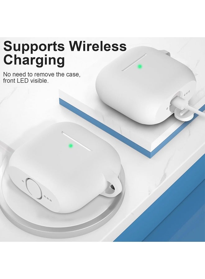 GRKC AirPods 4 Compatible Case, Silicone Protective Skin with Keychain Design, Compatible with Apple AirPods 4th Generation (2024), Front LED Visible, White - Image 4