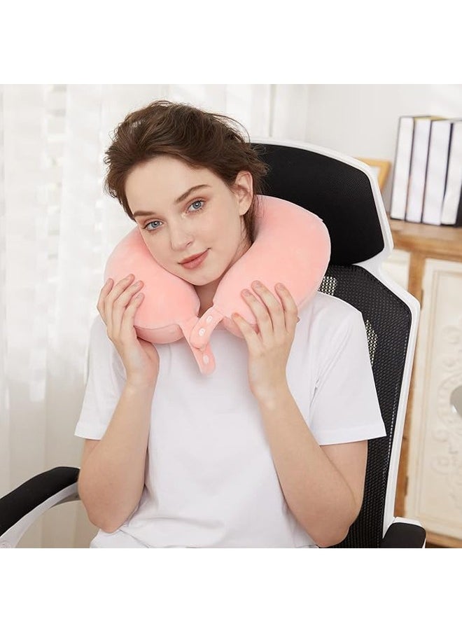 Arabest Travel Neck Pillow, Best Memory Foam Airplane Pillow for Head Support Soft Adjustable Pillow for Plane, Car & Home Recliner Use (Pink)  - Image 5