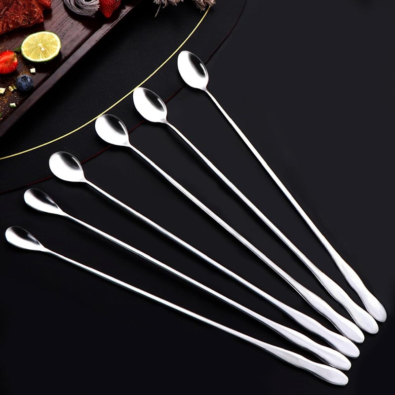 VYNFLICK Iced Tea Spoons Long Handle: 6 Pcs Stainless Steel Coffee Ice Cream Teaspoons 12.6 Inch Cocktail Mixing Stirrers Dessert Spoons - Image 4