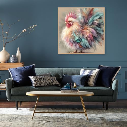 Mrnsiet Chicken Counted Cross Stitch Kits for Adults, Colorful Rooster Stamped Cross Stitch Kits for Beginners, Needlepoint Cross-Stitch Patterns Embroidery Kits Arts and Crafts for Home Decor 14×14Inch - Image 2