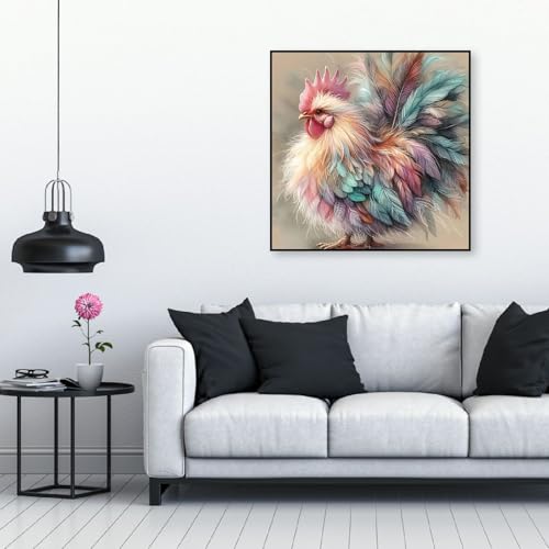 Mrnsiet Chicken Counted Cross Stitch Kits for Adults, Colorful Rooster Stamped Cross Stitch Kits for Beginners, Needlepoint Cross-Stitch Patterns Embroidery Kits Arts and Crafts for Home Decor 14×14Inch - Image 4