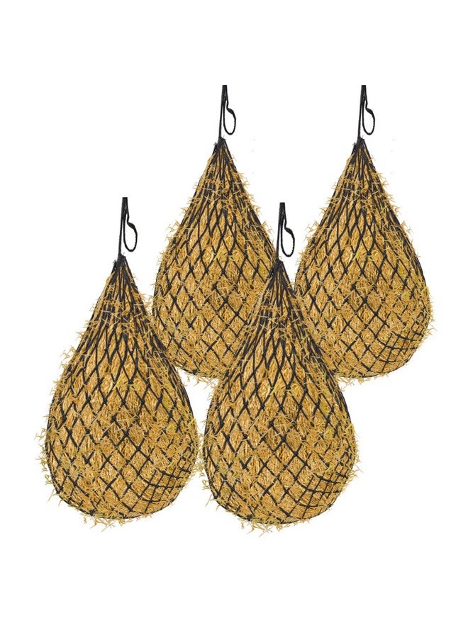 Generic 4 Pcs Hay Bags for Horses: 42 inch Long Slow Feed Hay Net for Horses - 2 * 2 inch Holes Mess with Nylon Rope Hanging (Black)  - Image 1