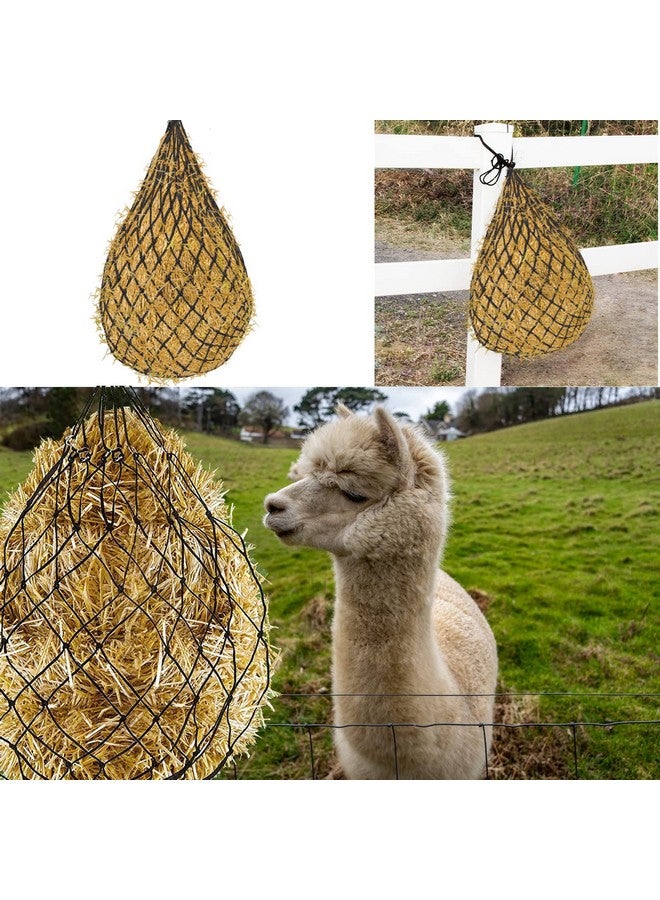 Generic 4 Pcs Hay Bags for Horses: 42 inch Long Slow Feed Hay Net for Horses - 2 * 2 inch Holes Mess with Nylon Rope Hanging (Black)  - Image 5