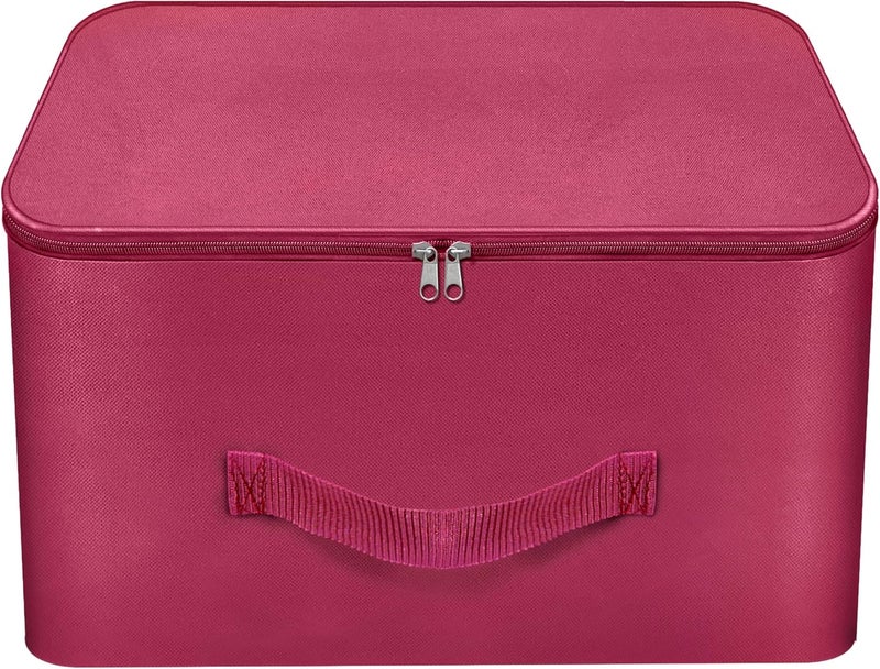 Storite Nylon Wardrobe Bag – Moisture Proof Cloth Storage Organizer, Saree Cover with Zipper & Handle (Magenta, 37 x 35 x 23 cm) – 1 Pack - Image 1