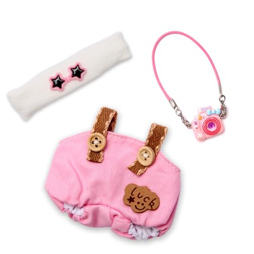 Hongvkae Dolls Clothes for 17cm Dolls Accessories, 3 Piece Set Outfits for Doll, Handcrafted Stylish Doll Clothes(NO Doll) (Pink) - Image 2