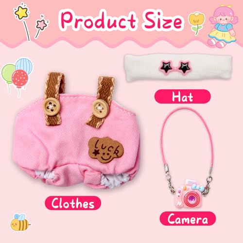 Hongvkae Dolls Clothes for 17cm Dolls Accessories, 3 Piece Set Outfits for Doll, Handcrafted Stylish Doll Clothes(NO Doll) (Pink) - Image 5