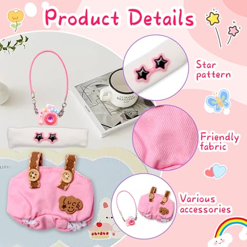 Hongvkae Dolls Clothes for 17cm Dolls Accessories, 3 Piece Set Outfits for Doll, Handcrafted Stylish Doll Clothes(NO Doll) (Pink) - Image 4