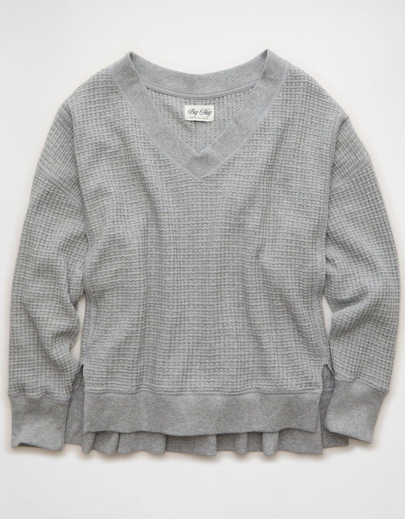 American Eagle AE Big Hug V-Neck Waffle Sweatshirt - Image 4