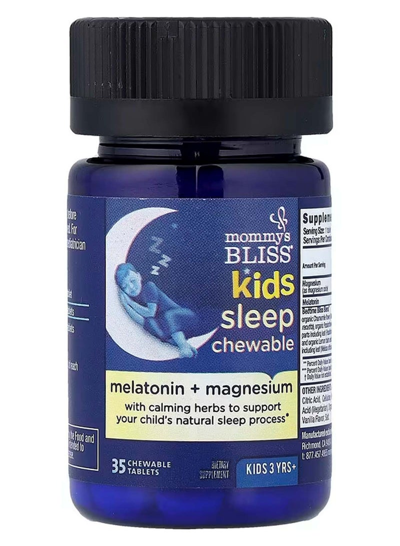 Mommy's Bliss Children's Sleep Aid Chewable Tablets, Melatonin + Magnesium, 3+ Years, Natural Grape Flavor, 35 Chewable Tablets - Image 3