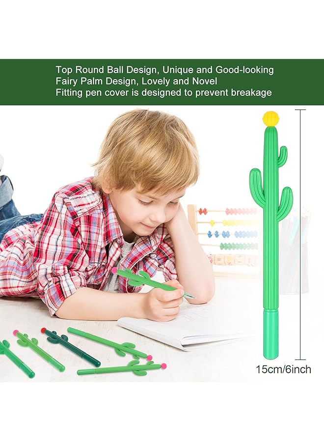 إيروريكس أقلام جل 24 قطعة أقلام الصبار للأطفال أقلام حبر جل على شكل صبار أقلام حبر جاف سوداء على شكل صبار مع زهرة للمكتب واللوازم المدرسية والكتابة المنزلية - Image 5