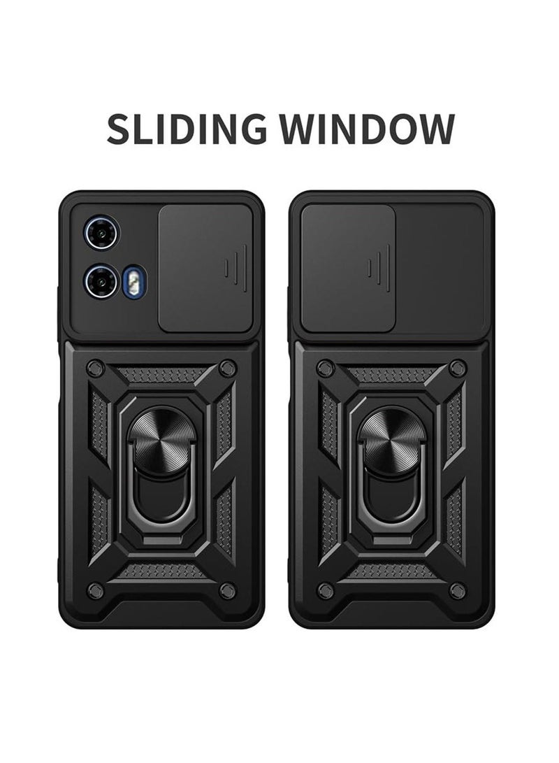 Aookay [1+2] For Motorola Moto G04 / Moto G24 Phone Case with Tempered Glass Screen Protector and Sliding Camera Cover, Kickstand Ring, Mil-Grade Shockproof Protective Cover - Image 3