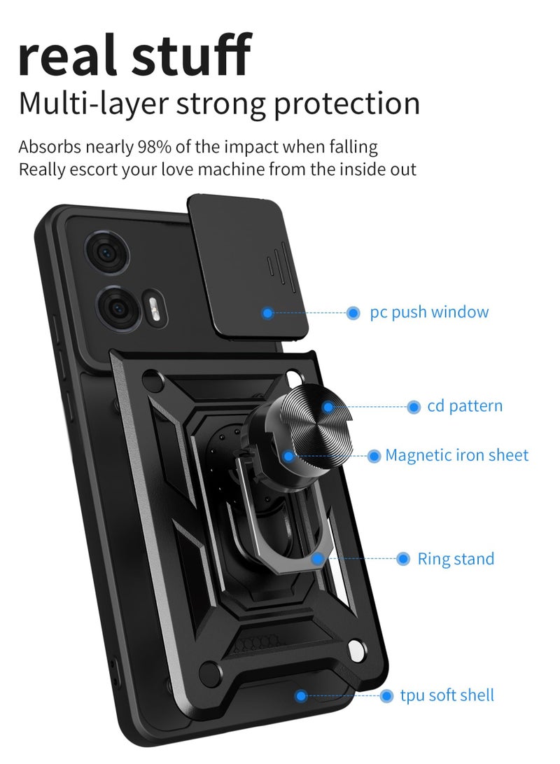 Aookay [1+2] For Motorola Moto G04 / Moto G24 Phone Case with Tempered Glass Screen Protector and Sliding Camera Cover, Kickstand Ring, Mil-Grade Shockproof Protective Cover - Image 4