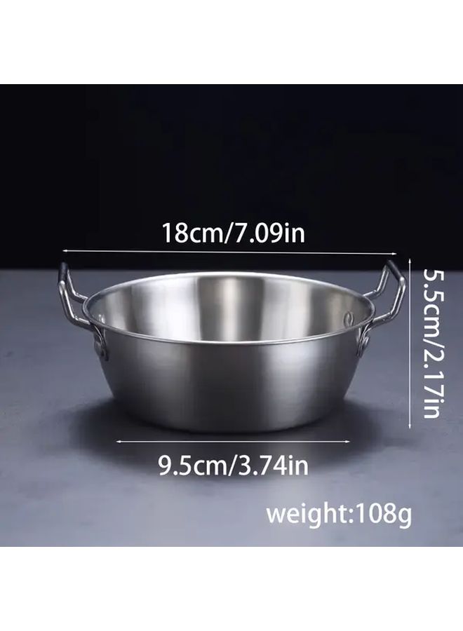 Stainless Steel French Fries Basket Silvery Salad Bowl Fried Food Container Double Ear - Image 2