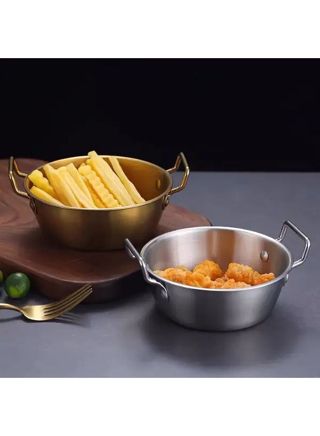 Stainless Steel French Fries Basket Silvery Salad Bowl Fried Food Container Double Ear - Image 5