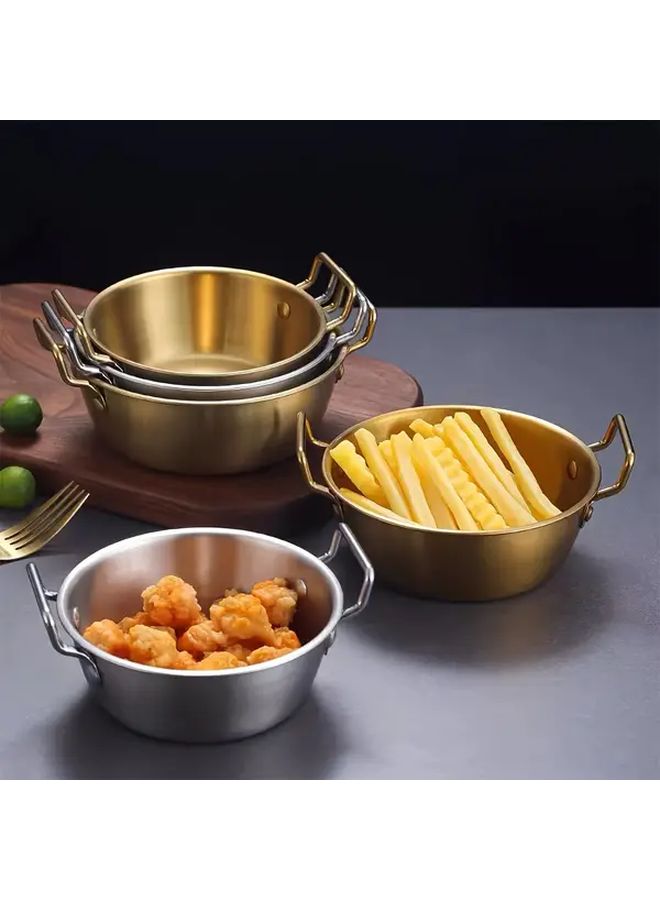 Stainless Steel French Fries Basket Silvery Salad Bowl Fried Food Container Double Ear - Image 1