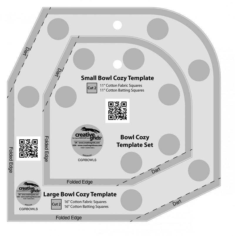 Creative Grids Bowl Cozy Template Set – CGRBOWLS – Made in USA, Non-Slip Grip Acrylic Quilting, Sewing, Crafting, Patchwork Ruler & Template - Image 4